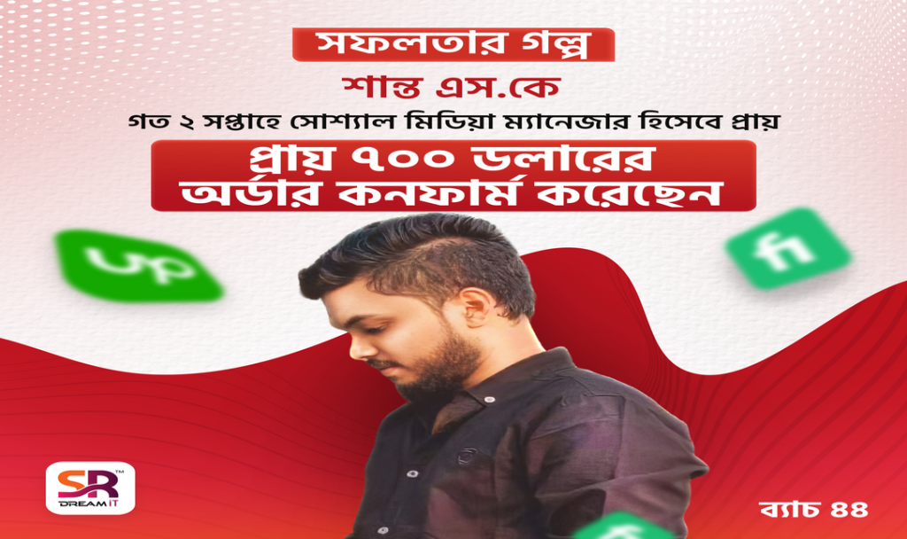 “শান্ত এস. কে” সোশ্যাল মিডিয়া ম্যানেজার হিসেবে ২ সপ্তাহে প্রায় ৭০০ ডলারের অর্ডার কনফার্মের গল্প!